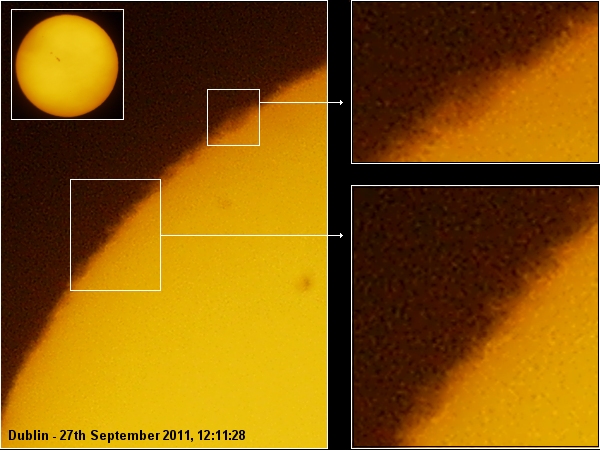 Photo of the Sun showing filaments, using Baader ND 5.0 & Lee Amber Gold filter